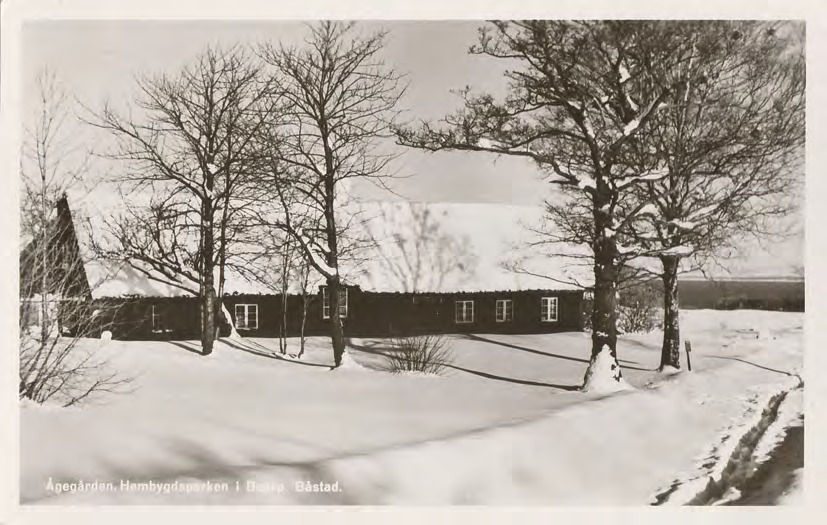 Framsida av Ågegården. Hembygdsparken i Boarp. Båstad.