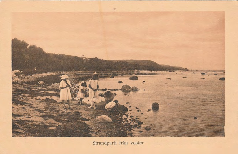 Framsida av Strandparti från vester