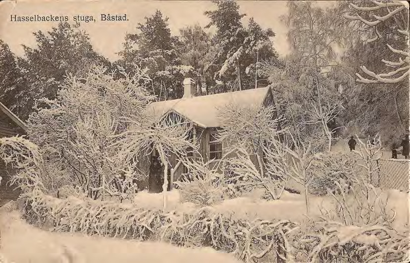 Framsida av Hasselbackens stuga, Båstad.