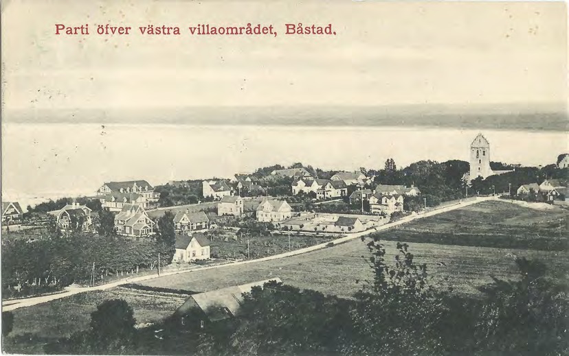 Framsida av Parti öfver västra villaområdet, Båstad.