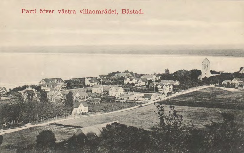 Framsida av Parti öfver västra villaområdet, Båstad.