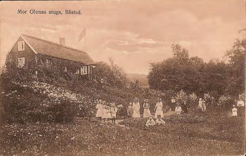 Framsida av Mor Olenas stuga, Båstad.