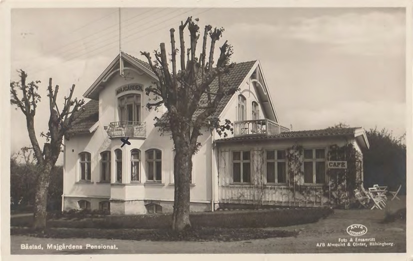 Framsida av Båstad. Majgårdens Pensionat.