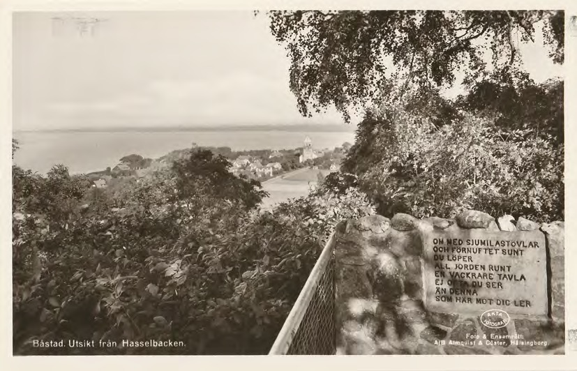 Framsida av Båstad. Utsikt från Hasselbacken.