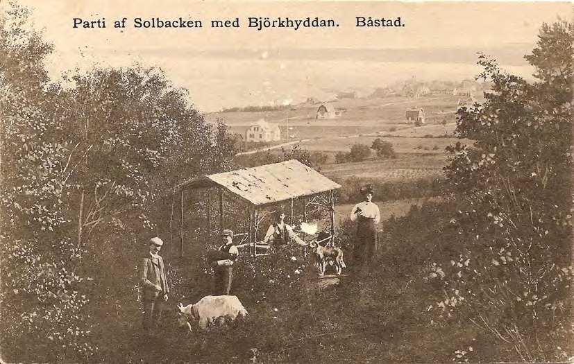 Framsida av Parti af Solbacken med Björkhyddan. Båstad.