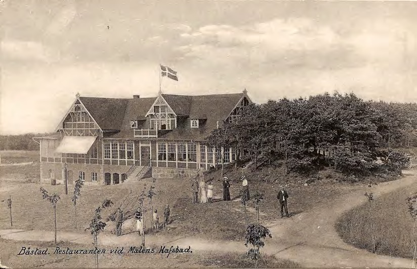 Framsida av Båstad. Restauranten vid Malens Hafsbad.