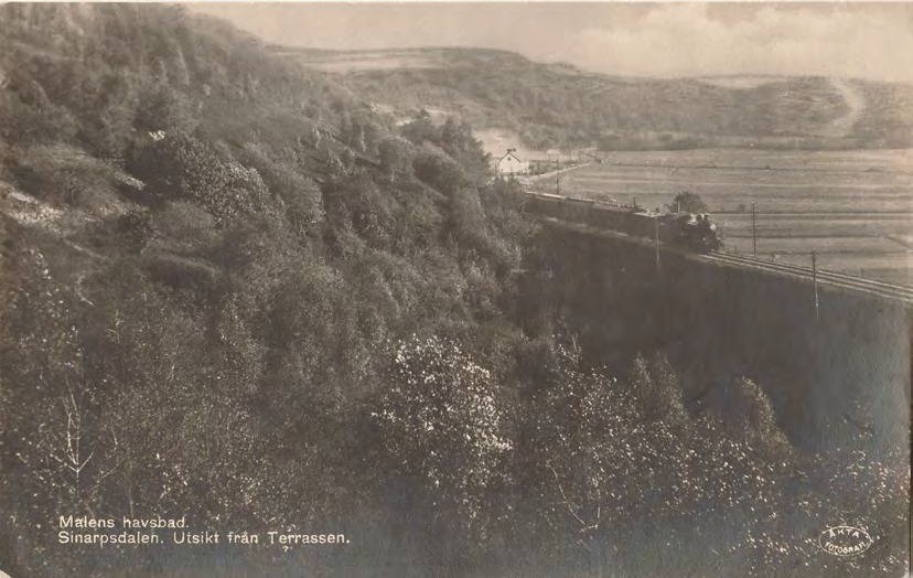 Framsida av Malens havsbad. Sinarpsdalen. Utsikt från Terrassen.