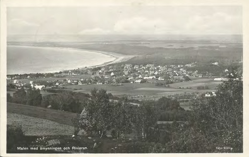 Framsida av Malen med åmynningen och Rivieran.