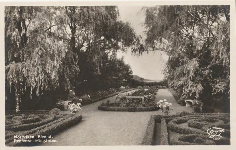 Framsida av Norrviken, Båstad. Renässansträdgården.