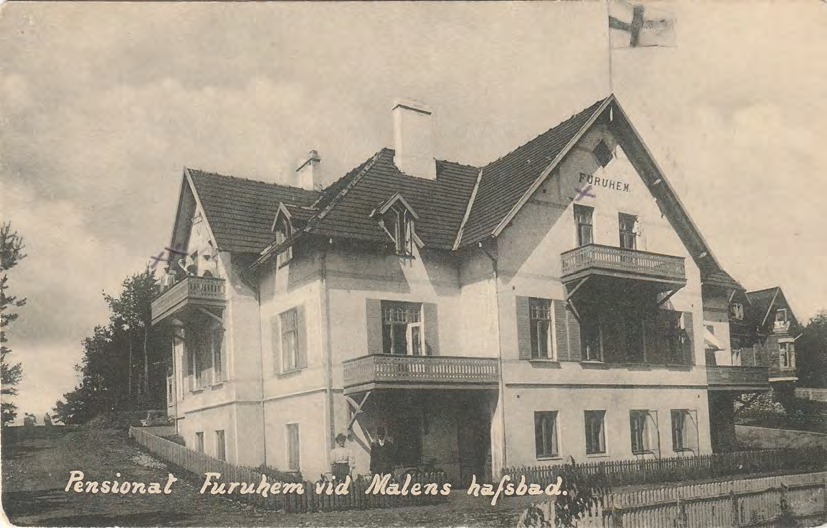 Framsida av Pensionat Furuhem vid Malens hafsbad.