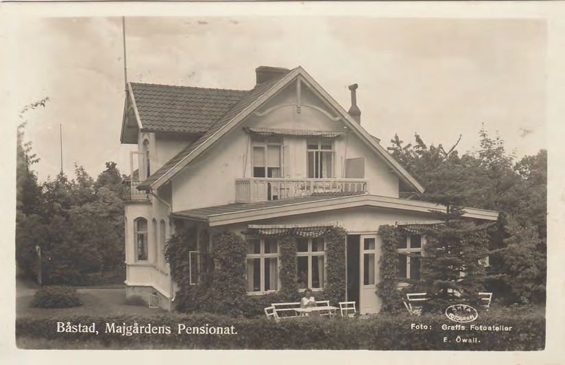 Framsida av Båstad, Majgårdens Pensionat.