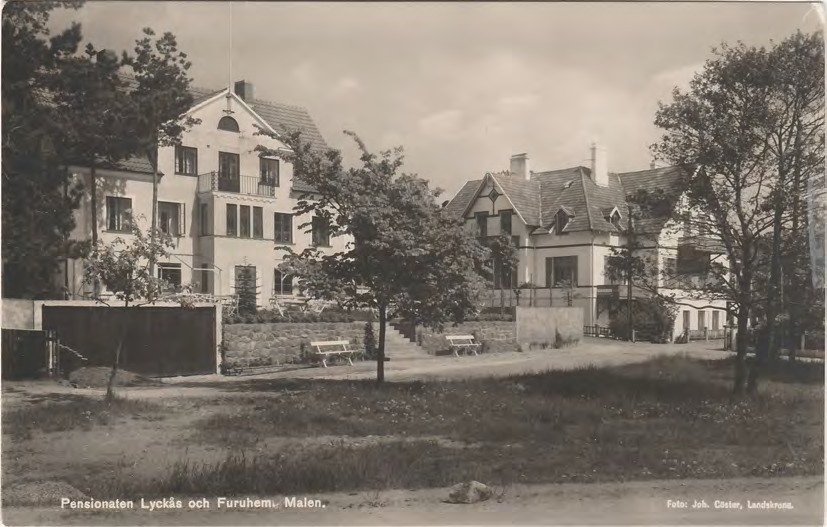 Framsida av Pensionaten Lyckås och Furuhem, Malen.