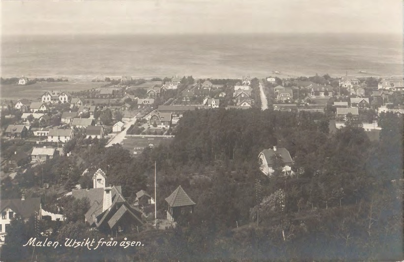 Framsida av Malen. Utsikt från åsen.