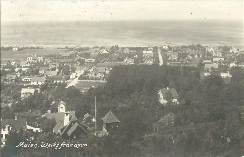 Framsida av Malen. Utsikt från åsen.