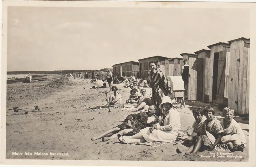 Framsida av Motiv från Malens badstrand.