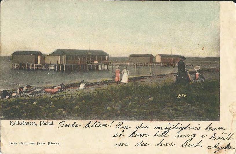Framsida av Kallbadhusen, Båstad.