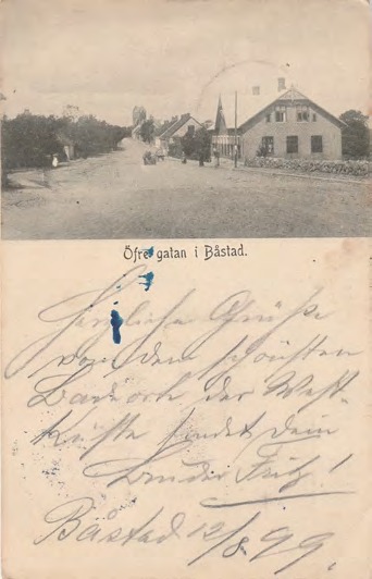 Framsida av Öfre gatan i Båstad.