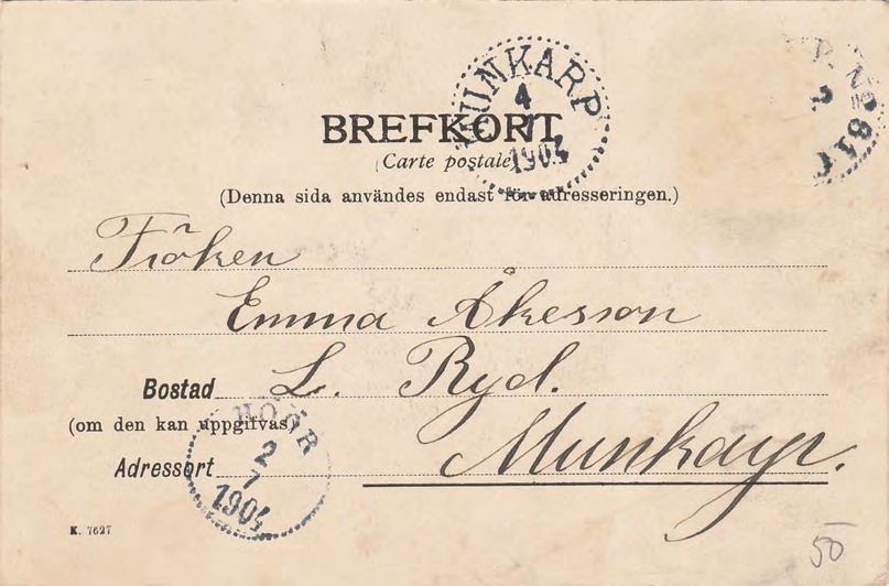 Baksida av Båstads G.T. Studiecirkel år 1904.