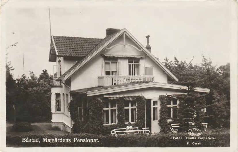 Framsida av Båstad, Majgårdens Pensionat.