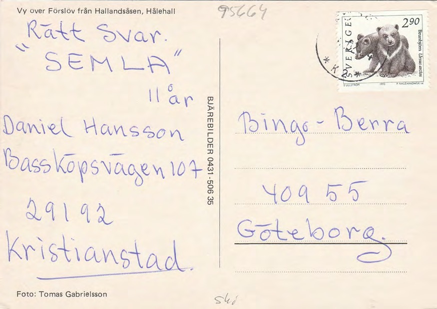 Baksida av Förslöv / Vy över Förslöv från Hallandsåsen, Hålehall