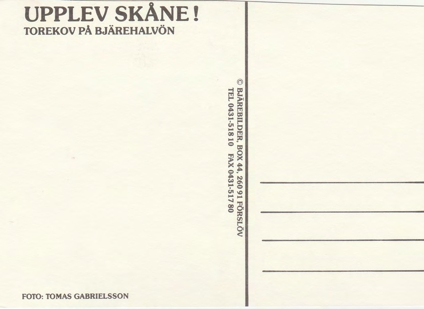 Baksida av UPPLEV SKÅNE! / UPPLEV SKÅNE! TOREKOV PÅ BJÄREHALVÖN