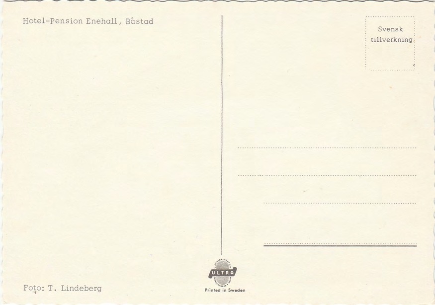 Baksida av HOTELL - PENSIONAT ENEHALL BÅSTAD TEL 0431/702 12